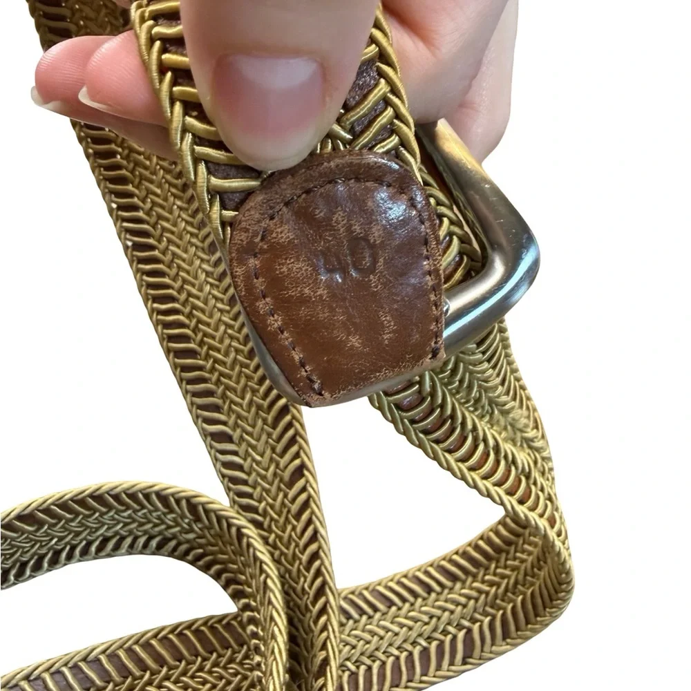 ✨ Torino Woven Stretch Leather Belt Brown & Gold Size 40‎ ✨